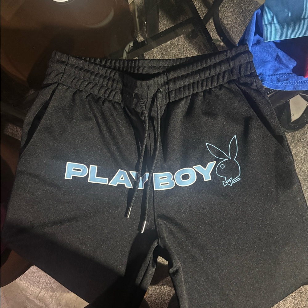 PLAYBOY Black Athletic pants with Elastic Waistband